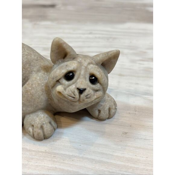 Vintage Quarry Critters Cameron Cat Figurine Second Nature Design Stone Laying - Picture 2 of 11